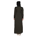 Front Open cuff sleeves  Embroidery Abaya - Olive Green Front Open cuff sleeves  Embroidery Abaya - Olive Green